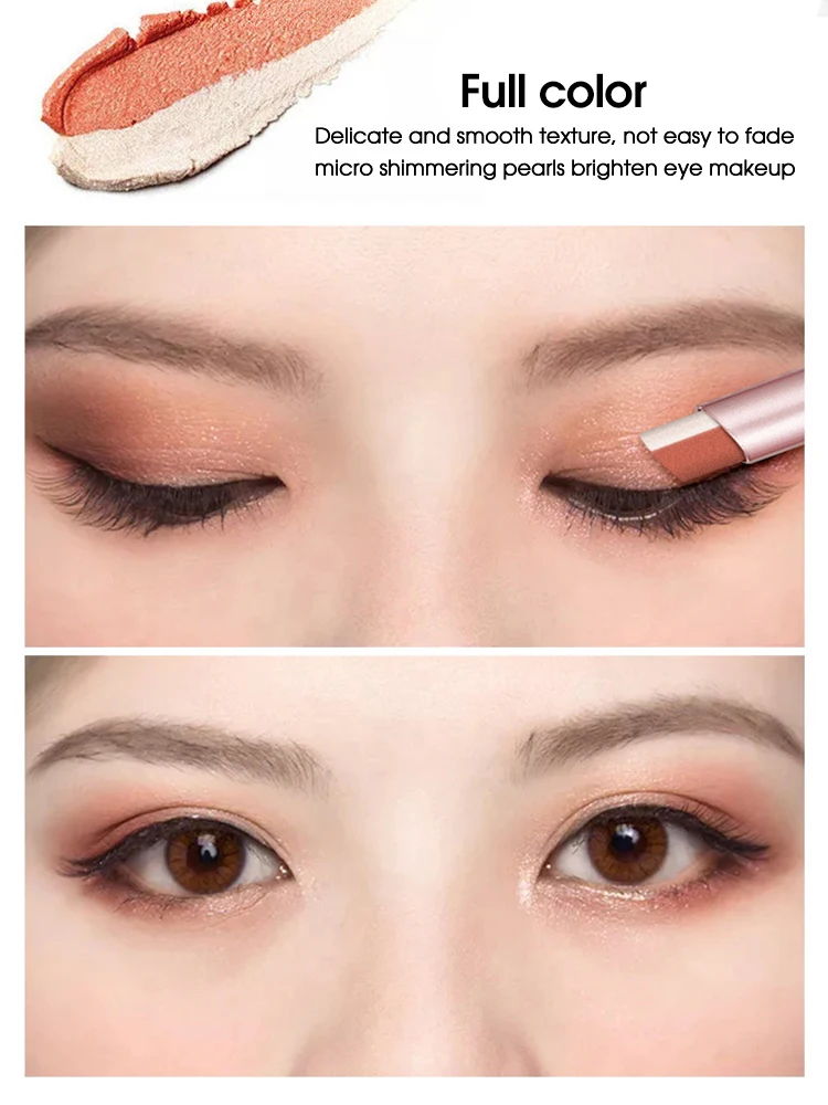 Waterproof Double Color Eye Shadow Stick - Gradient, Sweat-proof, and Smudge-proof Makeup Tool for Easy and Long-lasting