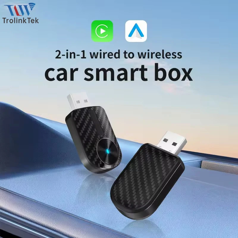 

Trolink 2 в 1, беспроводной адаптер CarPlay Android Auto, Plug Play, быстрая подключение, мини-USB-ключ для Mercedes Benz Audi Toyota и т. д.