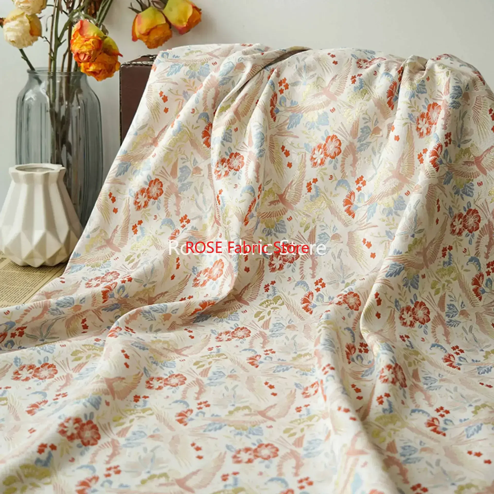 

1-метровая классическая жаккардовая ткань золотого шелка, модное платье, юбка, сумка для багажа, декоративная швейная ткань