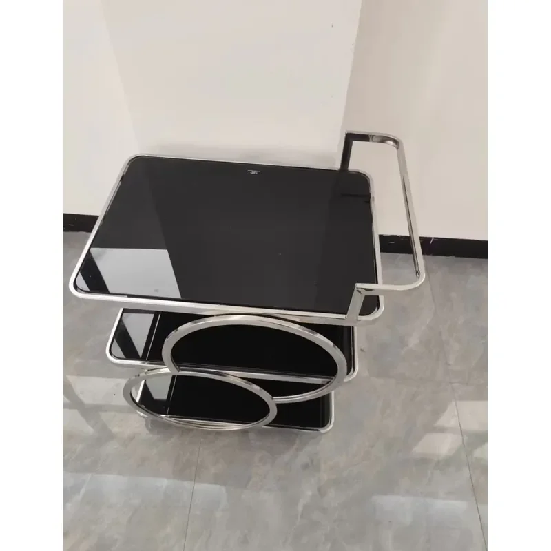 Stainless Steel Folding Wine Cart Modern Mobile Catering Trolley for Hotel Kitchen Tea Service Bar Restaurant Utility Push