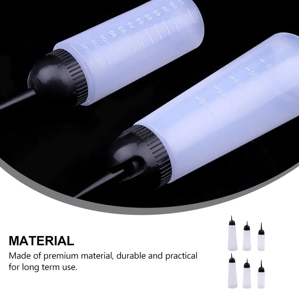 

6pcs Dry Cleaning Empty Applicator Bottle For Hair Coloring Shampoo Conditioner Salon Accessories Pointed Mouth Container Hair