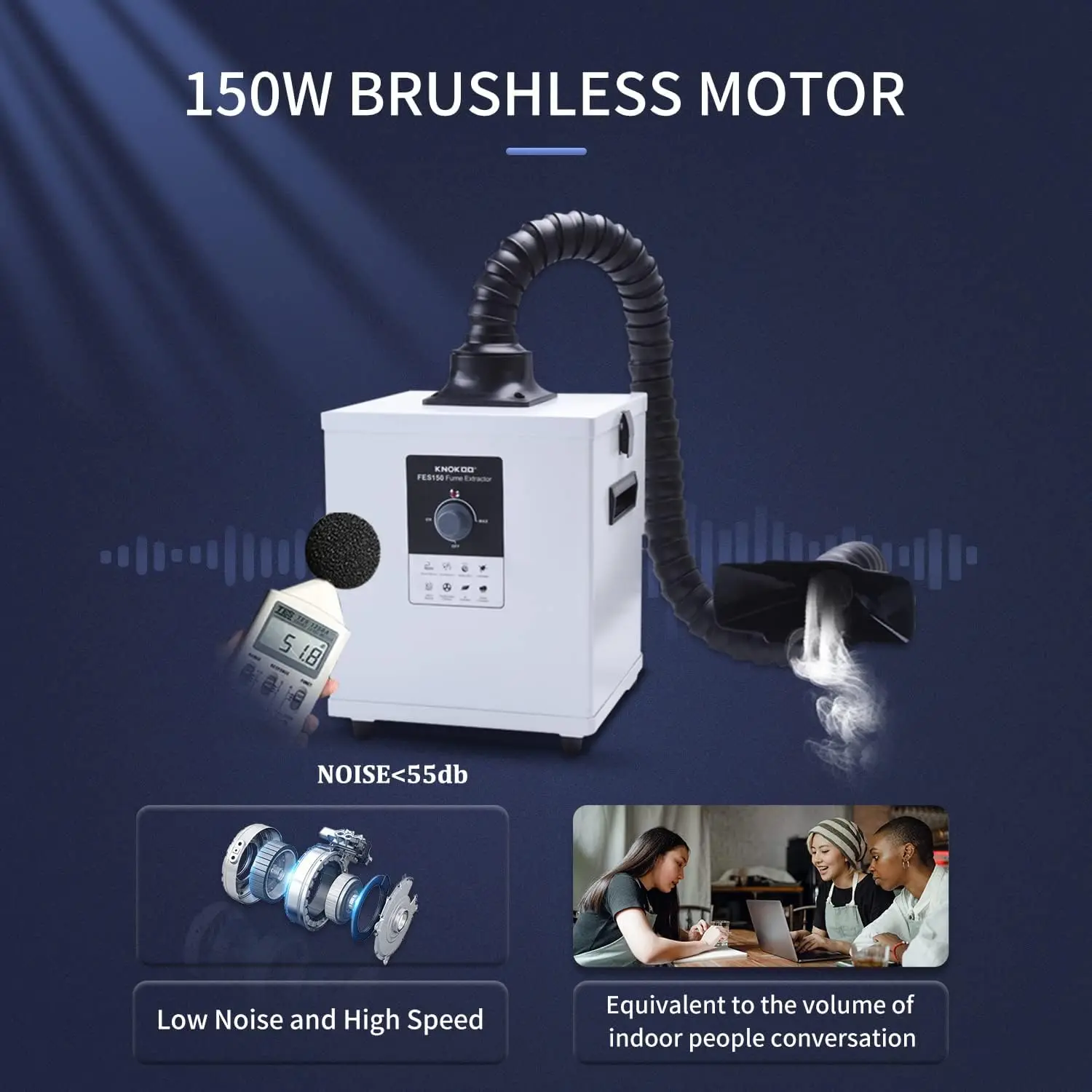 EU/US Stock Soldering Fume Extractor 150W FES150 Fumes Collector DTF Smoke Absorber Purifier for Laser Engraving,Nail Salon