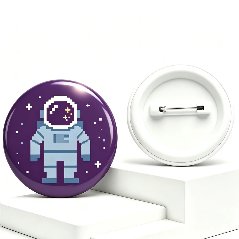 Pixel Astronaut Button Pin Badge, Tinplate Metal Brooch, Cute Spaceman Lapel Pins for Backpack Clothing Bag Decor CollectionGift