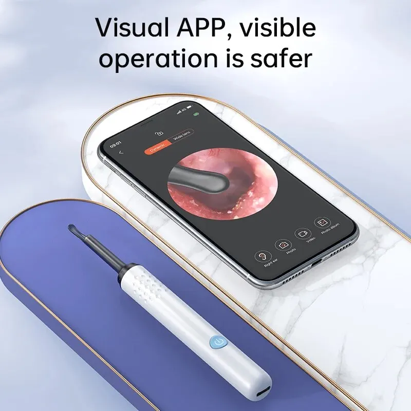 WIFI Visual Ear Cleaner Otoscope Camera with 6 LED Lights 4.0mm Mini Ear Wax Removal Tool With Camera Take Video 500W HD Earpick