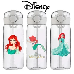 New Disney Girls Children's Water Cup THE LITTLE MERMAID Ariel Girls with Straw High-value Portable Drop-resistant Easy Cup Gift