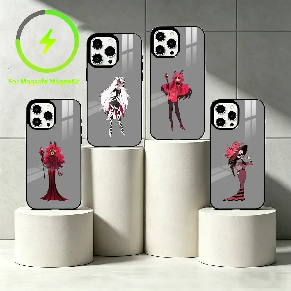 

H-Hazbin Hotel Phone Case For iPhone 17 16 15 14 13 12 Pro Max Plus for Mirror Wireless Magnetic Cover