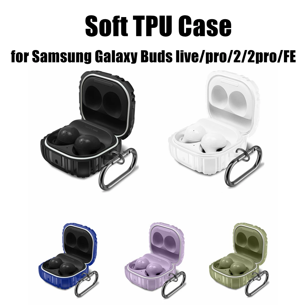 TPU Earphone Case Dustproof Shockproof Earphone Storage Case with Buckle for Samsung Galaxy Buds live/pro/2/2pro/FE