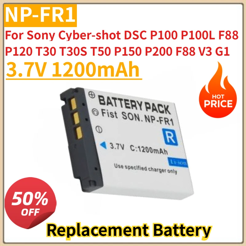 

New NP-FR1 NP FR1 Camera Battery 3.7V 1200mAh for Sony Cyber-shot DSC P100 P100L F88 P120 T30 T30S T50 P150 P200 F88 V3 G1