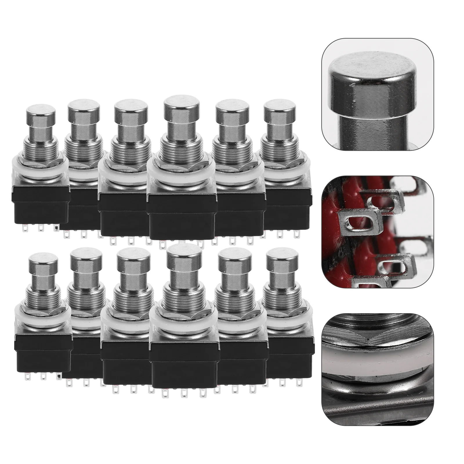 

12Pcs Guitar Footswitch Pedal Buttons Metal Replacement for Effects Effector Amplifier Guitar Accessories Small Portable Durable