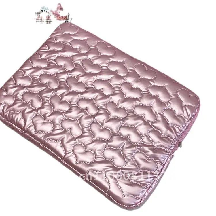 

Love Bow Pearl Tablet Storage Bag PU Leather White Pink Blue Silver Gray for iPad11/13 Inch Notebook Cross-border Korean Style