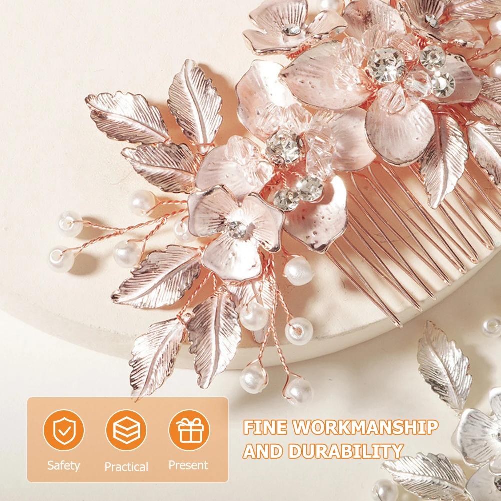 

Alloy Flower Leaf Comb Elegant Wedding Bridal Hair Accessories Pearl Bride Headdress Shiny Luxurious Stunning Charm Party