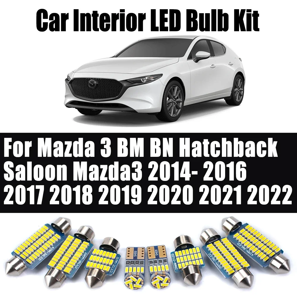 9 قطعة Canbus LED الداخلية ضوء الجذع عدة لمازدا 3 BM BN هاتشباك صالون Mazda3 2014- 2020 2021 2022 سيارة خريطة قبة لمبات عدة