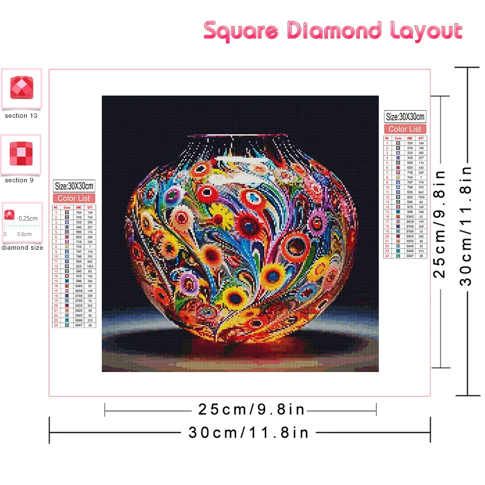 AZQSD New 2024 Diamond Painting Vase New Arrivals Diamond Embroidery Rhinestones Picture Home Decor Art Cross Stitch Kit