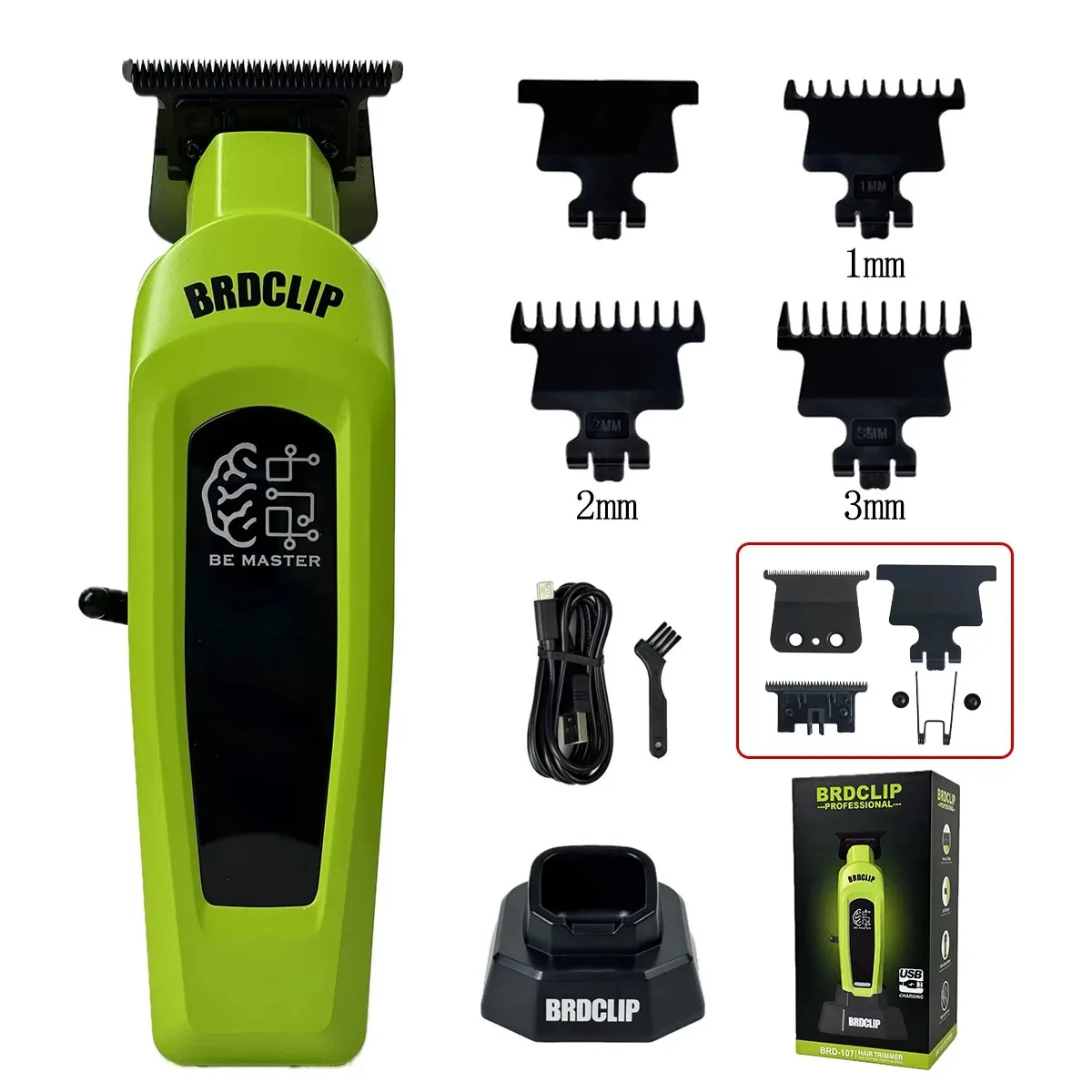 Professionele Elektrische Tondeuse BRD 106 met Basis 7500 RPM Tondeuse voor Man DK-078 DLC Blade 7200 RPM Kapper 2 ST Set