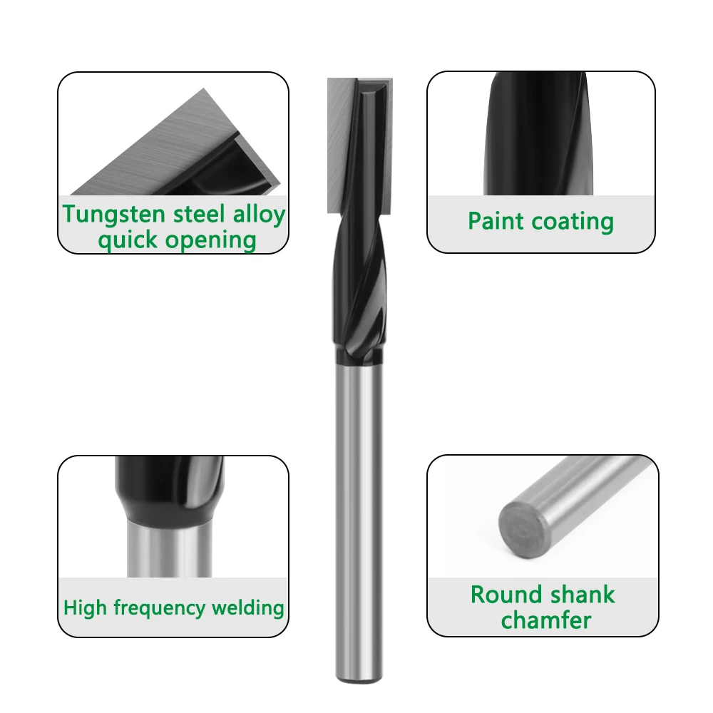 12Mm 12.7Mm Chuôi Kéo Dài Vệ Sinh Dưới Router Bit Xoắn Ốc Đường Kính 17Mm 18Mm Khắc Gỗ Xay dao Cắt