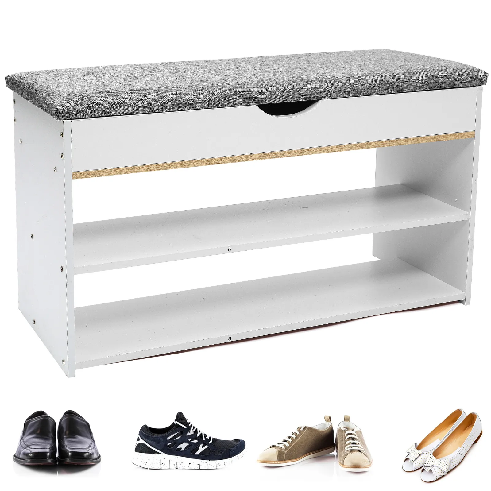 

Entryway Shoe Bench Storage Cabinet Multi Functional Shoe Rack Bench Cushion Seat Footstool Storage Hallway Organizer