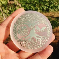Natural Selenite Slice Slab White Gypsum 7 Chakras Flower of Life Charging Plate Yoga Meditation Fengshui Healing Crystal 3