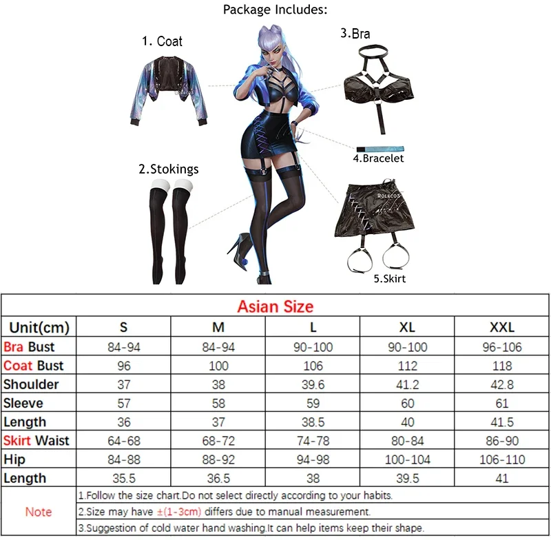 Game LOL KDA Cosplay Costume Evelynn Cosplay Costume Women Sexy KDA All Out Evelynn Costume Halloween Bra Skirt Full Set