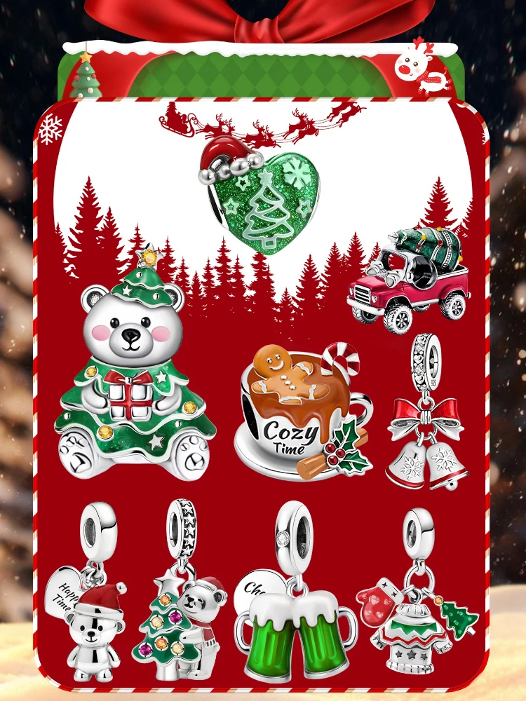 

Стерлингового Серебра 925 пробы, Рождественский маленький медвежонок, подарок, подвеска в виде сердца любви, подходит для изготовления браслетов «сделай сам», праздничный подарок, модные украшения