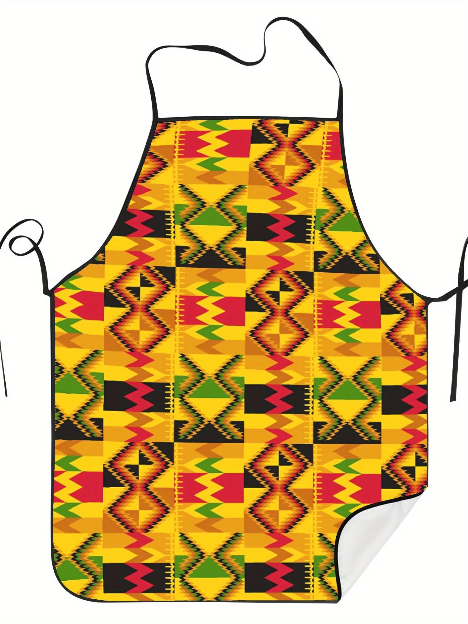 

Фартук с африканским узором Kente — красочный геометрический дизайн, регулируемые бретели для шеи и талии, ручная стирка или сухая очистка