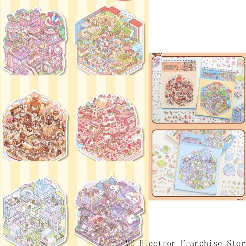 Pegatina escena en miniatura T5EA Pegatina escena cabina simulada en miniatura para álbumes recortes