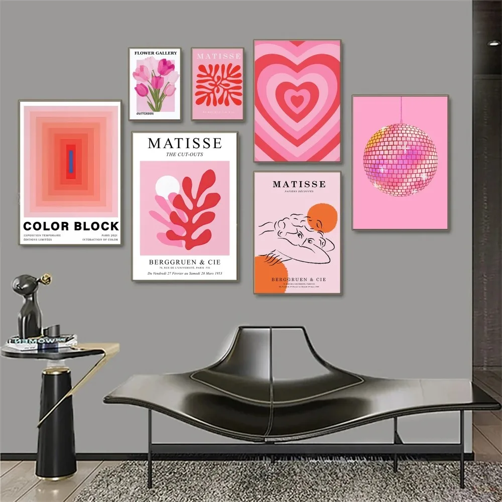 1pc abstrakte rosa Matisse les Musen Karte Blume Poster Papier drucken Home Schlafzimmer Eingang Bar Cafe Kunst Malerei Dekoration