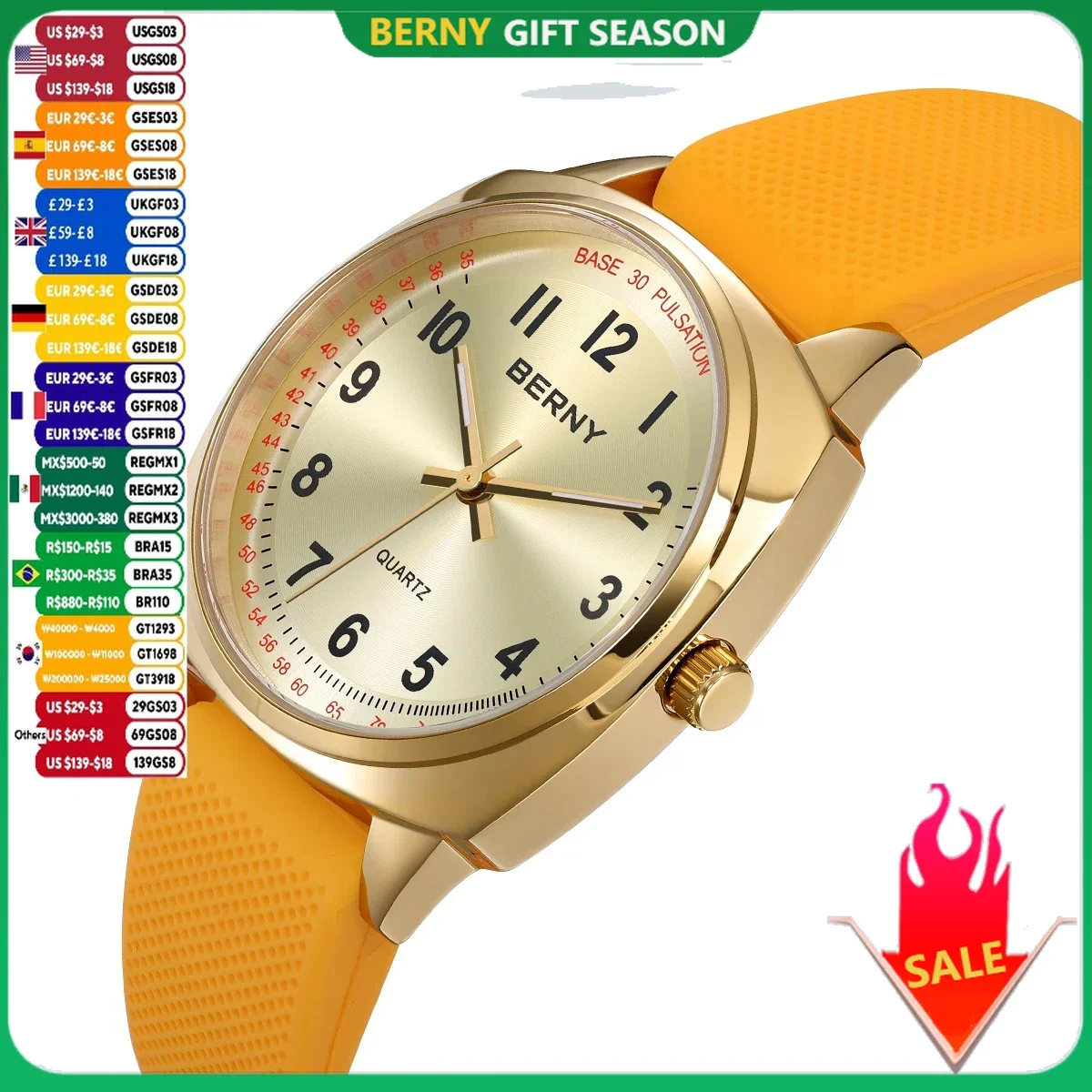 BERNY Women\'s Watches Nurse Watch Casual Simple Ladies Gold Quartz Watches Luminous Easy Read Waterproof Sport Women Wristwatch