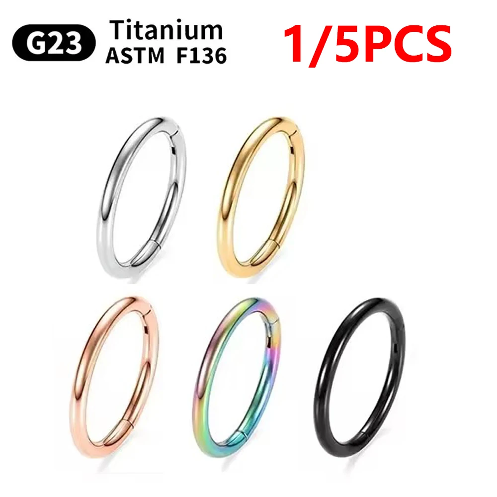 1/5Pcs Nose Rings G23 Titanium Lip Ring For Women And Men Piercing Jewelry Hoop Earrings Mixed Color Body Clips Hinged