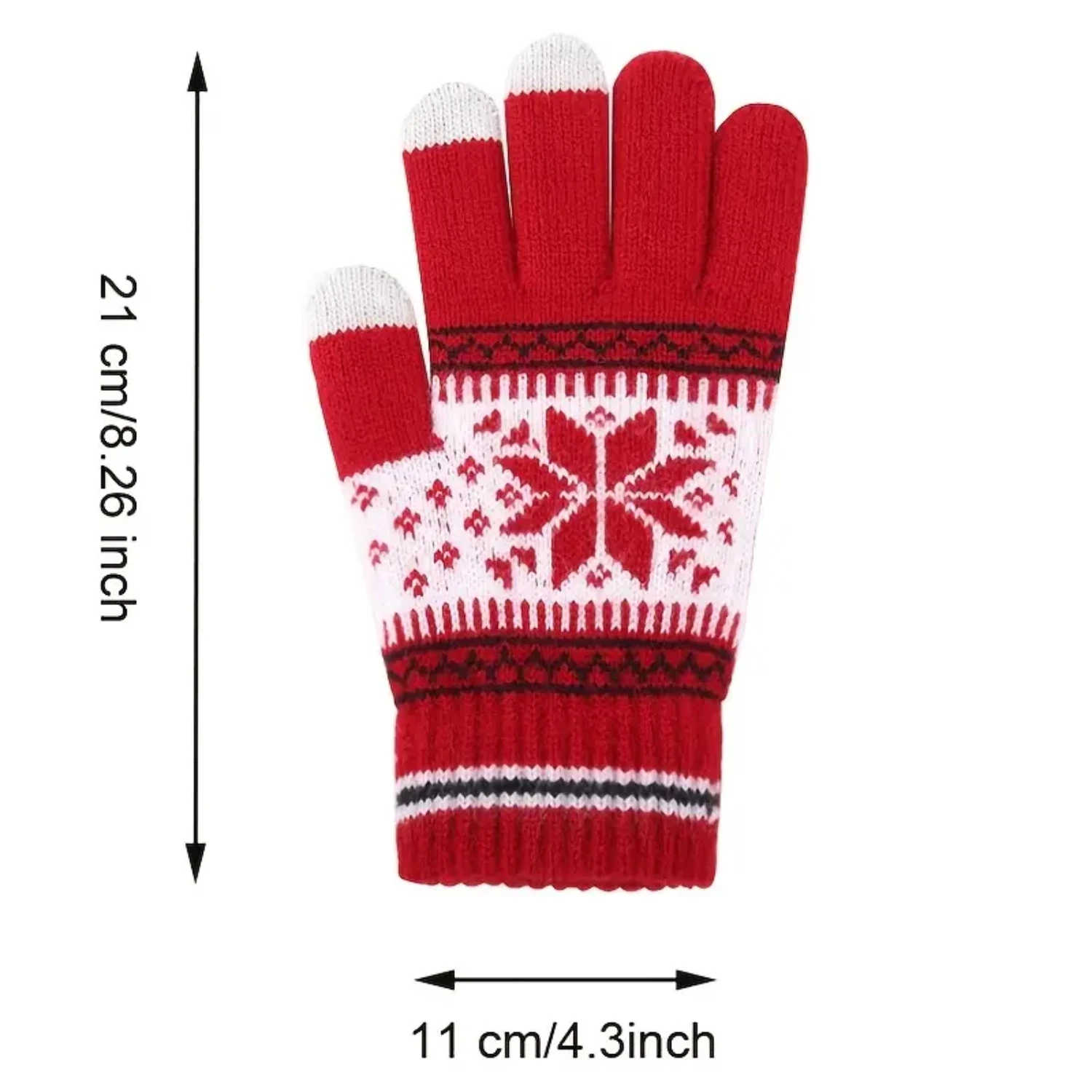 Winter Touch Screen Gloves for Women, Teens, Kids - Snow Illustrated Design for Warmth and Functionality