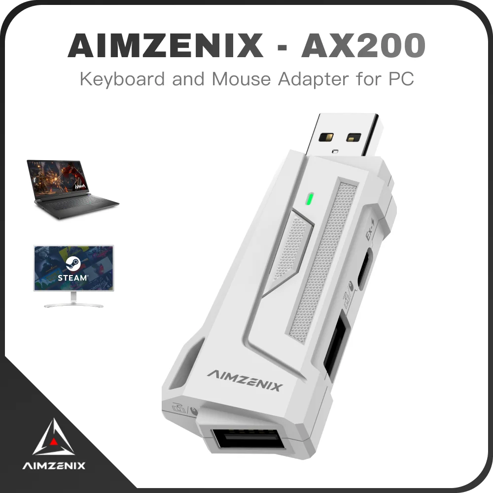 AIMZENIX AX200 K&M Converter/Adapter for PC Gaming, App Customization, Flex Mapping, Smart Joystick Macro