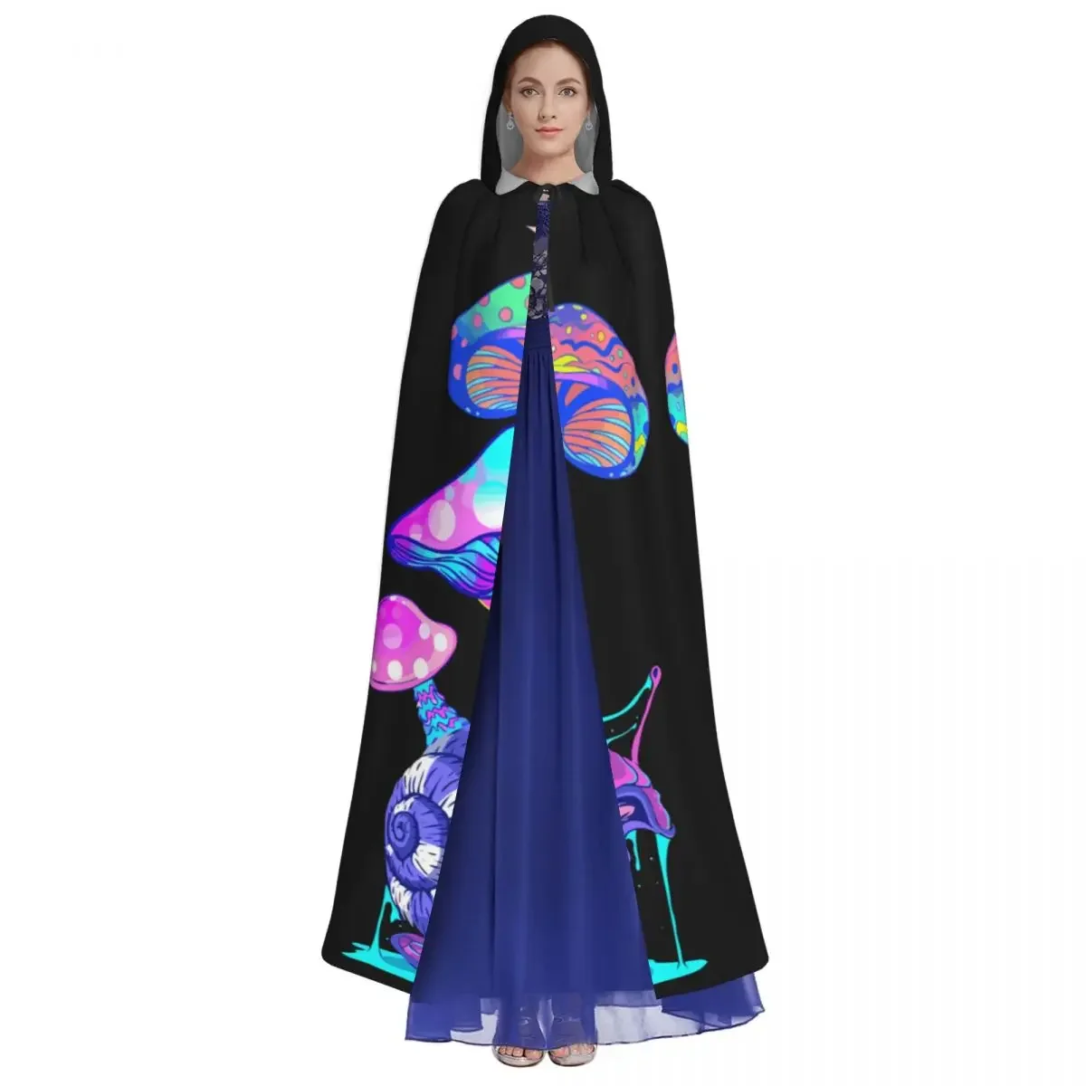 Hooded  Polyester Unisex Witch Cape Costume Accessory Psychedelic Magic Mushrooms (3)