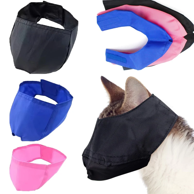 Cat Anti-bite Muzzles Breathable Nylon Protective Hood Cat Grooming Restraint Bags For Prevent Cats From Biting Nail Trimming