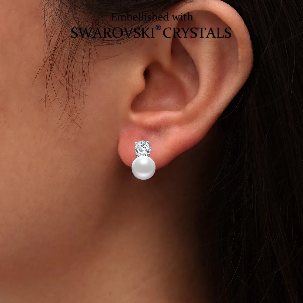 Daisini милые серьги-гвоздики с жемчугом, украшенные премиальными кристаллами Swarovski для женщин и девочек, изящные модные ювелирные изделия в подарок