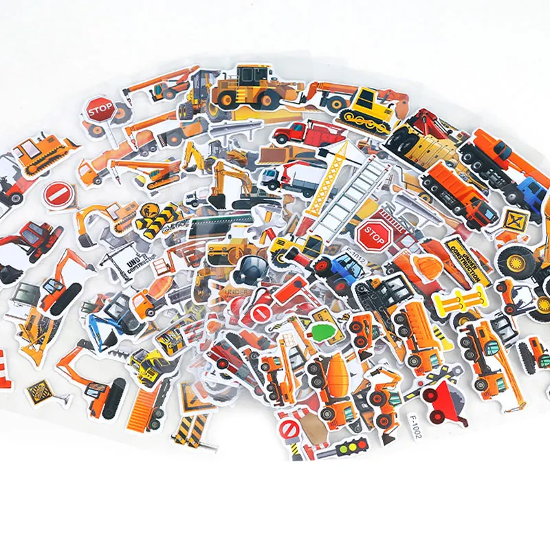 10 Sheets 3D Engineering Vehicle Stickers for Kids Puffy Children Stickers Boys Girls Teachers Reward Scrapbooking Gift Toys