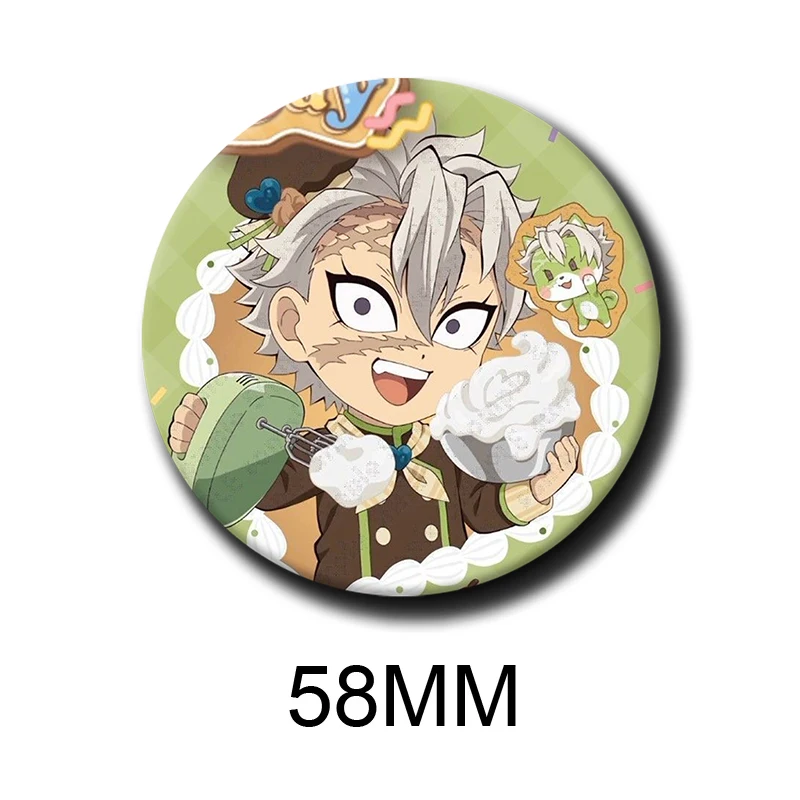58mm Cartoon Character Shinazugawa Sanemi Soft Button Pin Demon Anime Brooch Creative Badge for Backpack Clothes Decoration Gift