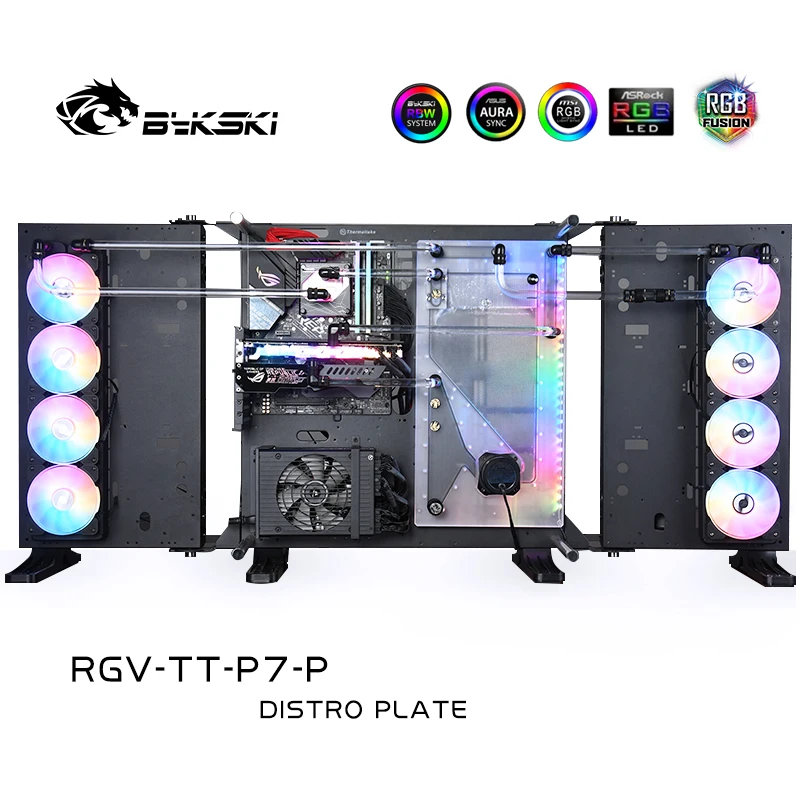 

Bykski RGV-TT-P7-P,RGB Distro Plate For Thermaltake P7 Dynamic Case,Waterway Board Reservoir Water Tank Pump For PC Cooling