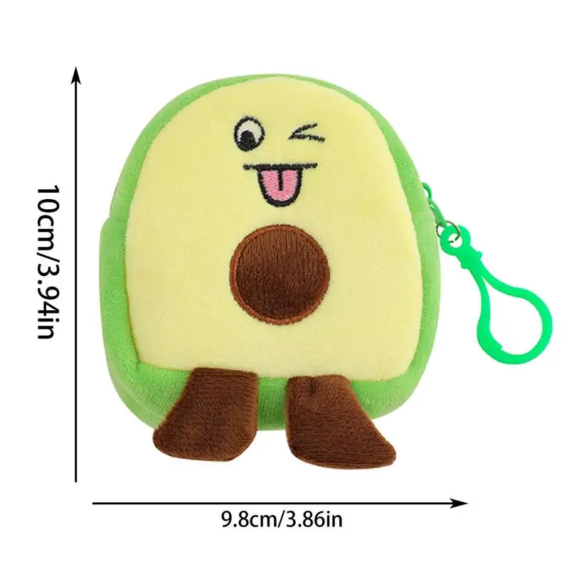 Portamonete cartone animato avocado Portamonete frutta Portafoglio piccolo Porta cambio cartone animato Ciondolo borsa in peluche avocado alla moda Piccolo morbido