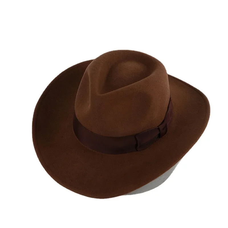 

indiana jones hat wool felt waterproof anti-wrinkle cowboyhoed western hat men chapeu country sombrero western accessories