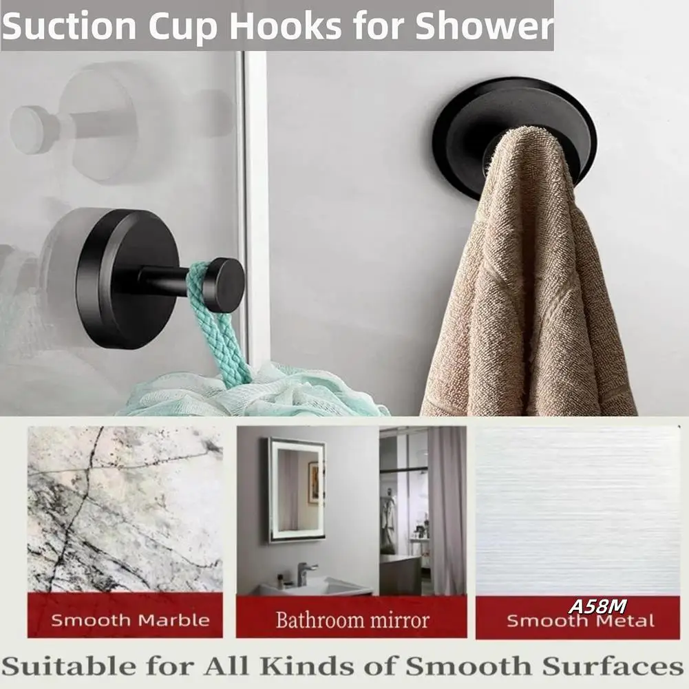 

4 PCS Suction Cup Hooks For Shower Wall No Drill Hook Removable Reusable Towel Hooks For Kitchen Glass Door Window