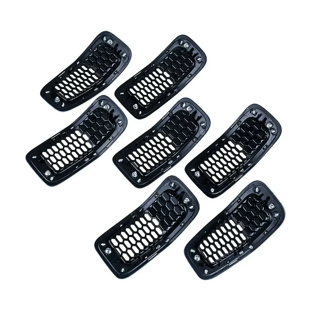 7 buah Bumper depan mobil pusat Grill, Trim penutup untuk 2014-2018 Jeep Cherokee 4-Door Grille Grill Cover Trim Insert Kit