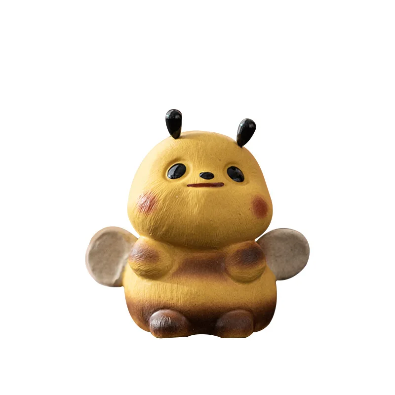 Tea Pets Little Bee Figurine Cute Cartoon Desktop Decor Creative Bumblebee Table Ornament Accessory Office Home School Childern - view 5