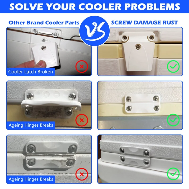 Cooler Hinge And Latch And Screws Kit, Cooler Latch Replacement Parts For Repairing And Replacing Cooler Parts