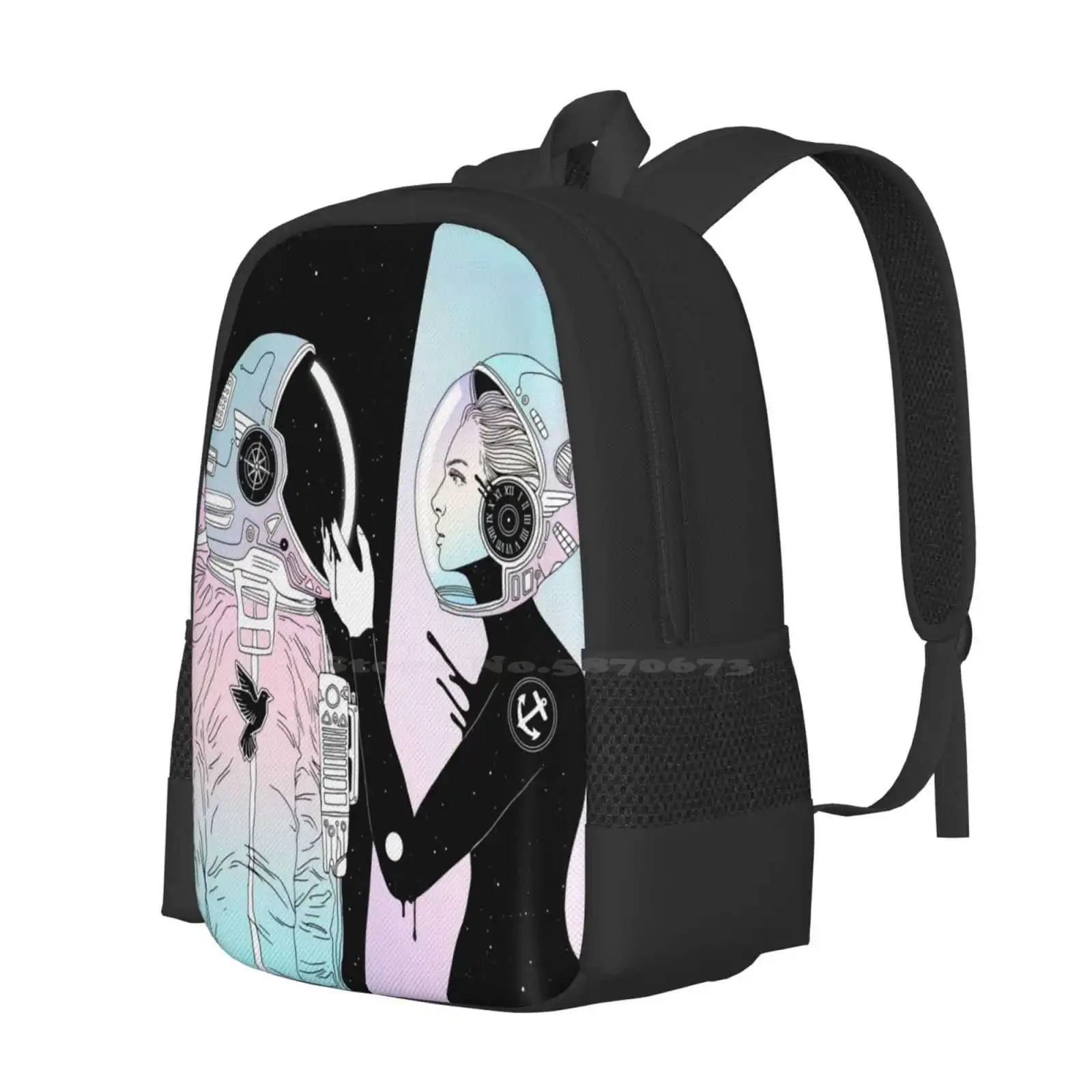 I Found A Space For Us Hot Sale Schoolbag Backpack Fashion Bags Spacetime Compass Astronaut Anchor Bird Animal Ship Skull Sun