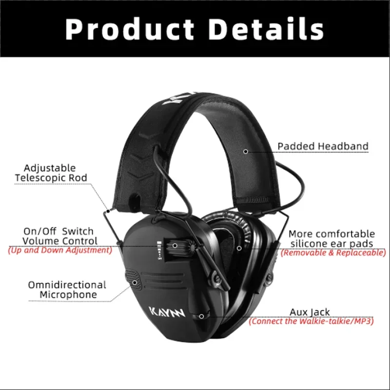 Electronic Hearing Protection Tactical Headsets, Anti-noise Hunting Silicone Earmuffs, Shooting Ear Protective for Sports