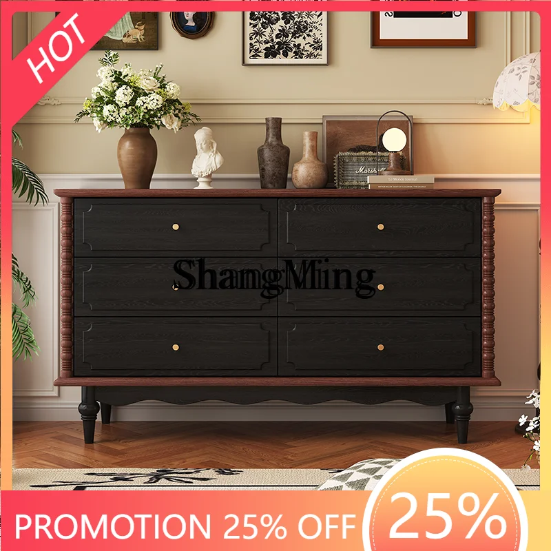 

CL medieval all-solid wood chest cabinet retro storage locker ash wood drawer cabinet