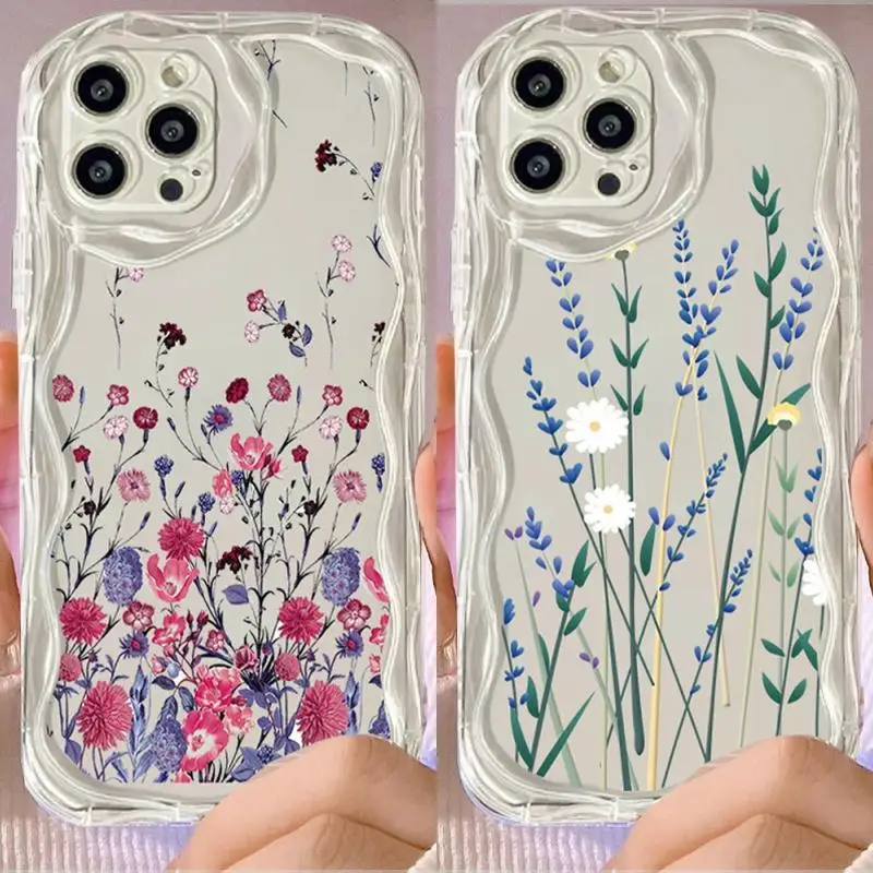 Phone Case for Huawei Honor 90 Lite 20 50 SE Nova 5T 11 7 9 10 P30 P40 Mate 30 40 Pro Lavender Flowers Soft TPU Wavy Back Cover