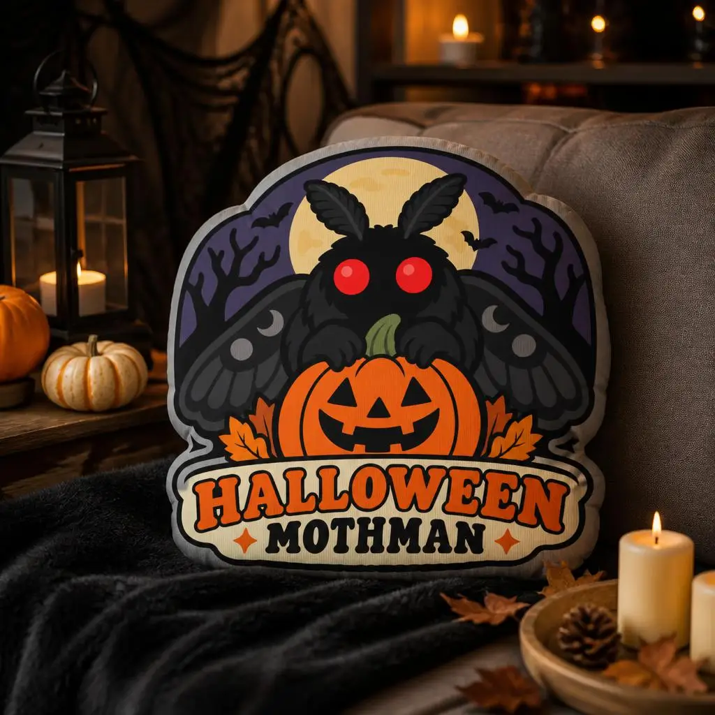 Halloween Mothman Shaped Pillow Cryptid Throw Cushion Spooky Home Decoration Stuffed Sofa Accent Gift for Paranormal Fans