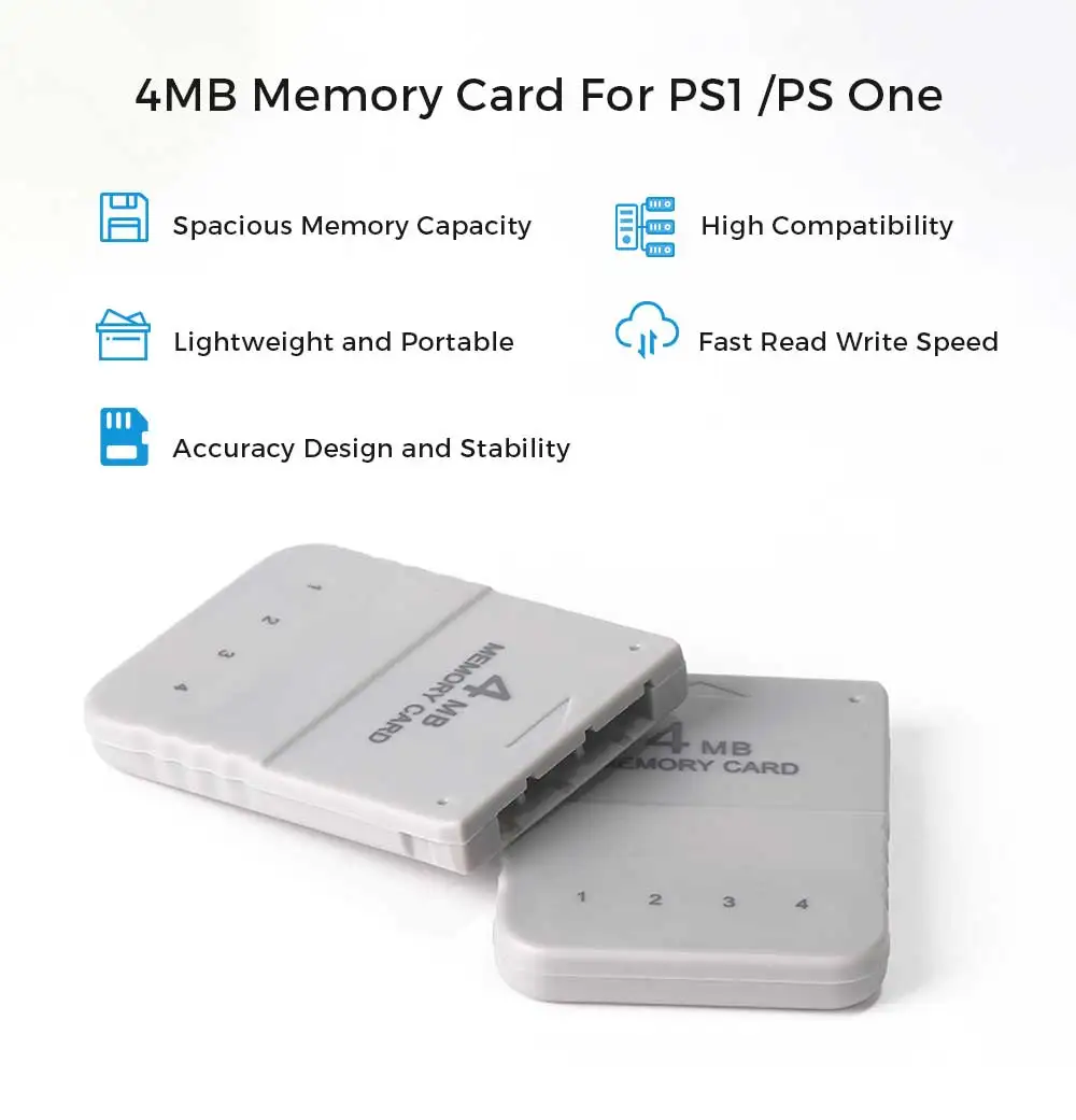 BlueRetro 1PC/2PC 4M Memory Card For PS1 Save Game Card For PlayStation1 PS One Game Consoles Data Saving Progress Memory Card