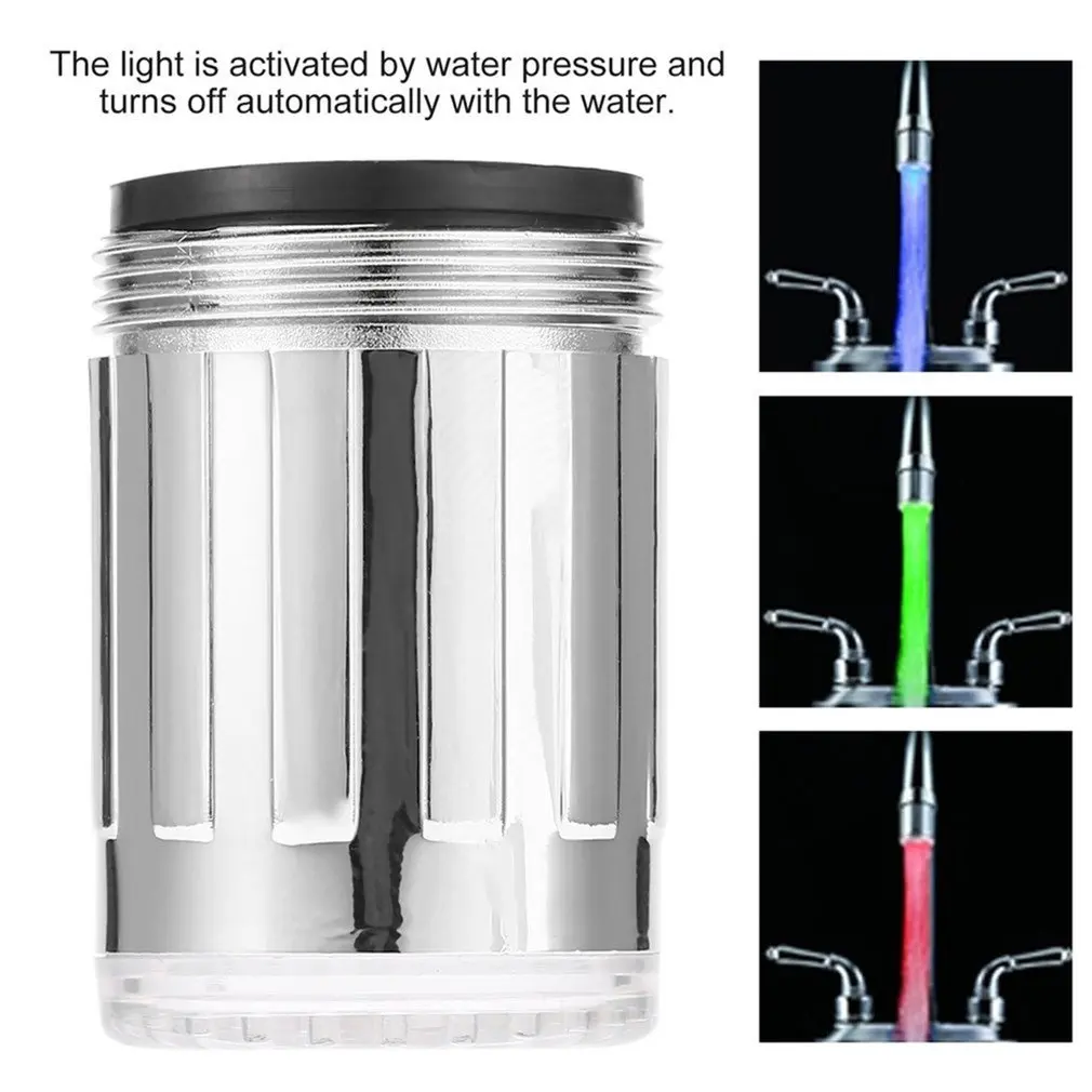 Light-Up LED rubinetto dell'acqua della cucina rubinetto della doccia ugello a bagliore che cambia colorato ugello dell'acqua del bacino filtro del bagno senza alimentazione della batteria