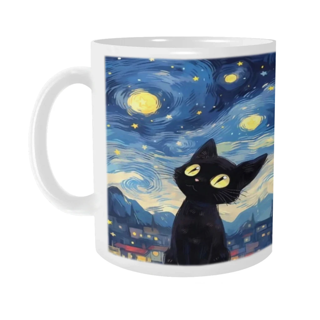 

Starry Sky Cat Ceramics Coffee Mug Cute Gamer Birthday Gift Back To School Mug